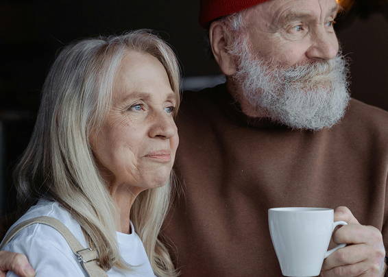 couple drinking their morning coffee